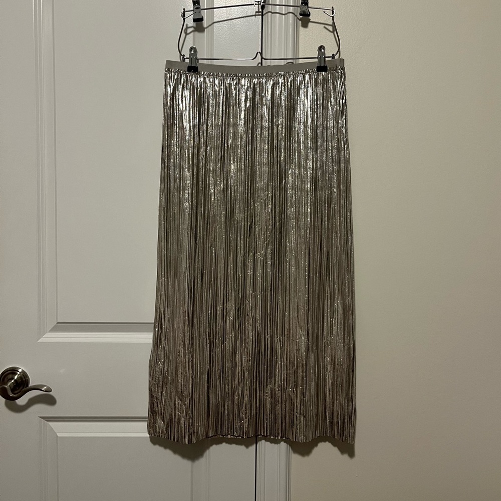 Anthropologie Maeve Metallic Midi Skirt